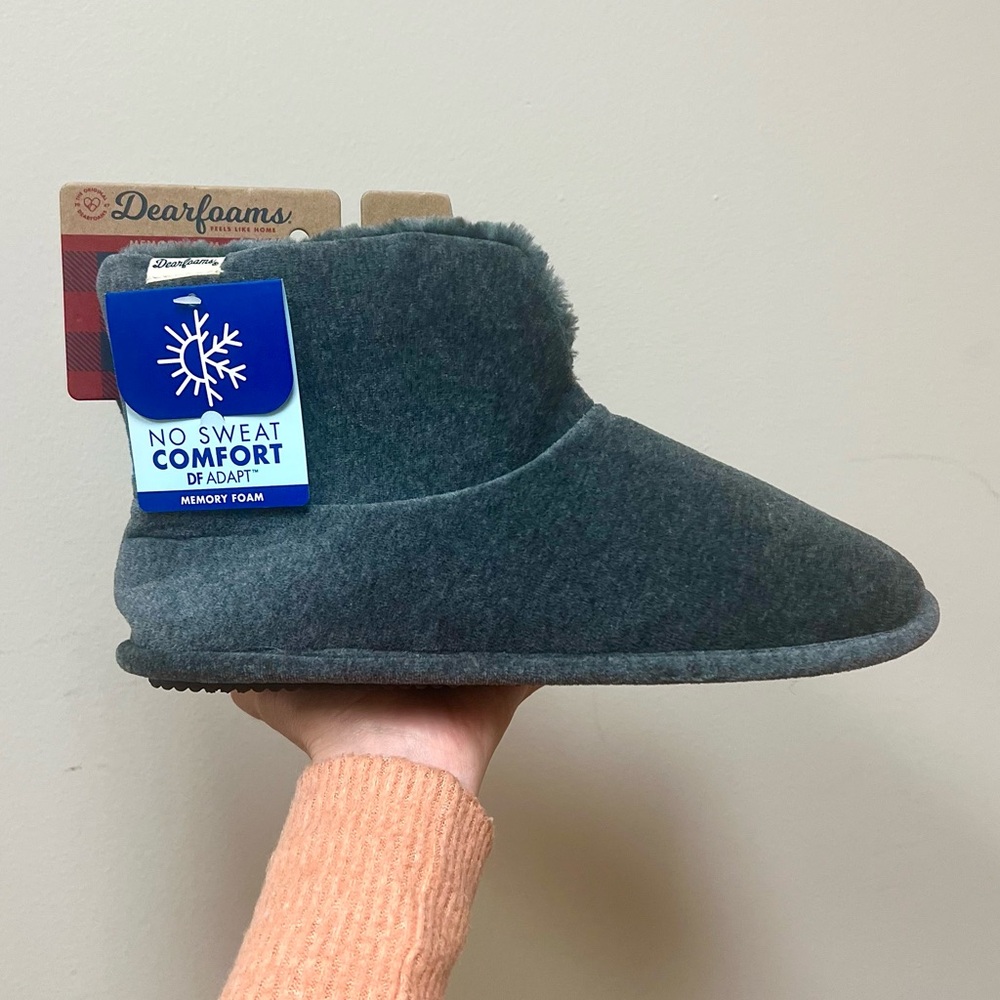 🌟HOST PICK!🌟 BNWT 🩶 Dearfoams Velour Bootie Memory Foam Slippers